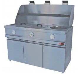 3x13 literes Diamond álló, gázüzemű olajsütő kerek medencével, leeresztőcsappal